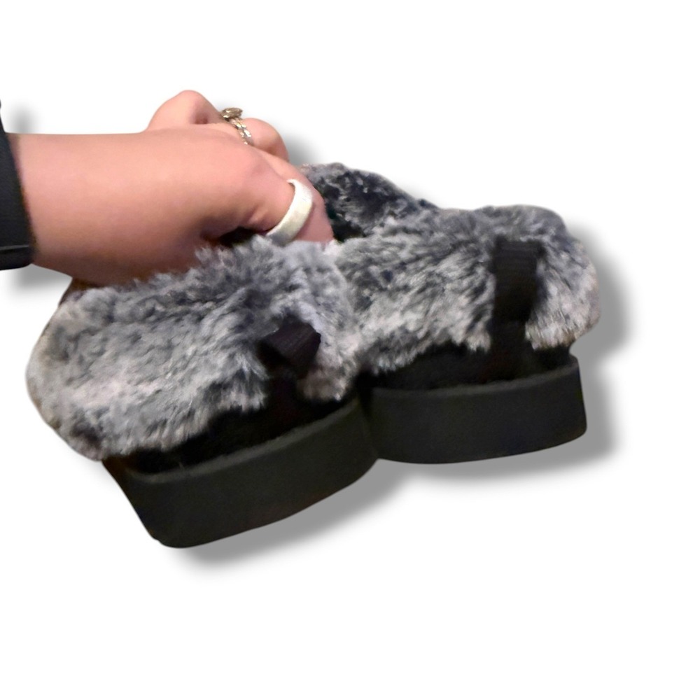 Skechers BOBS Keepsakes Slippers Womens 7 Black Cable Knit Faux Fur Memory Foam - Picture 6 of 8